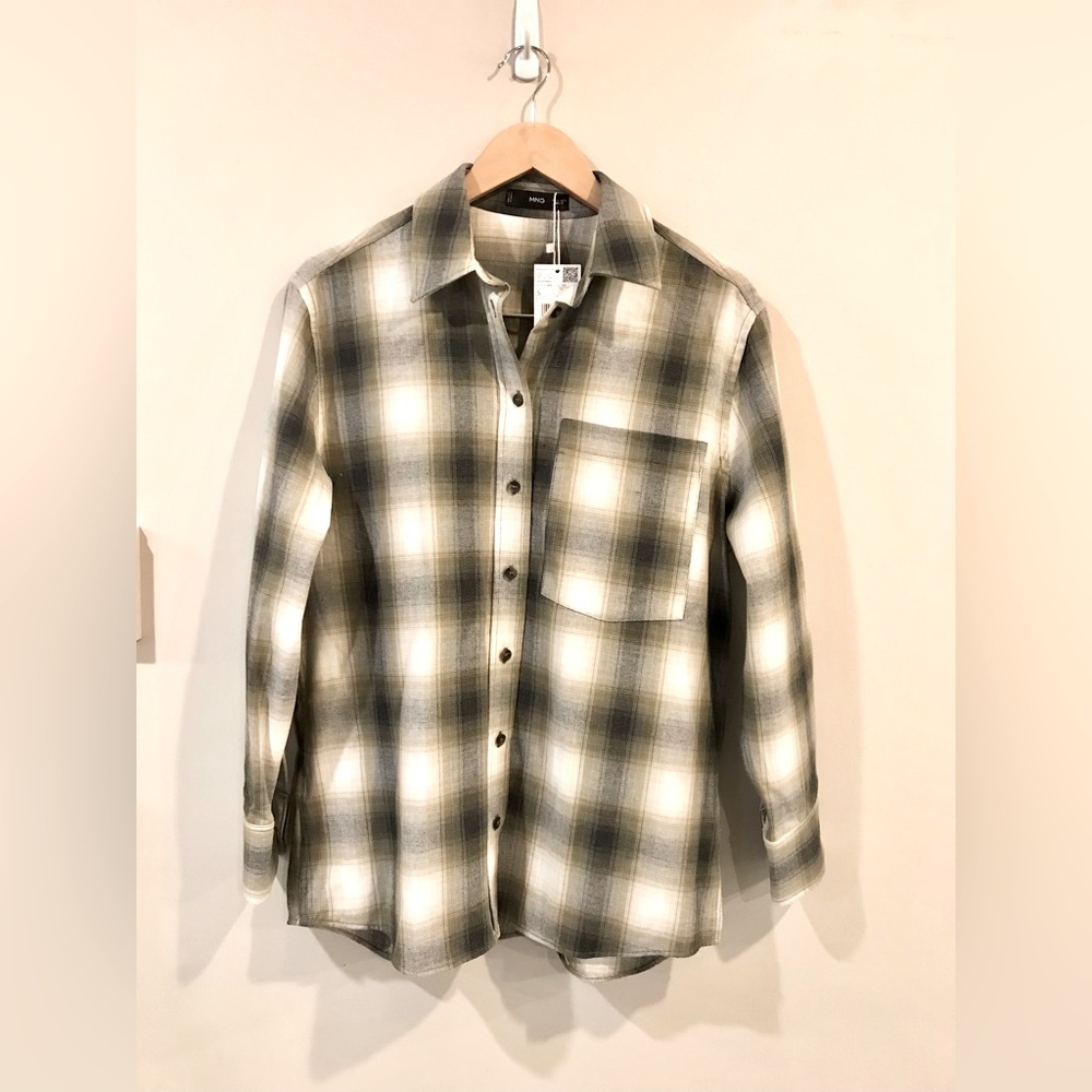 NWT Mango Plaid Checkered Button-Up Shirt